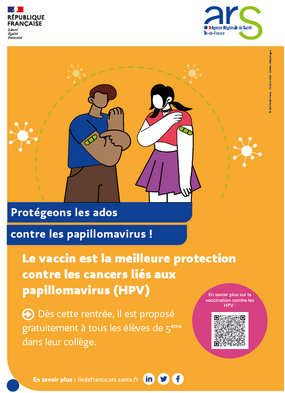 L'affiche "protégeons les ados contre les papillomavirus" | Agence régionale de santé Île-de-France